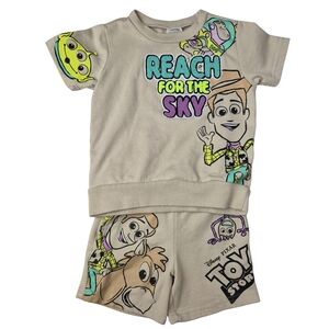 Toy Story 3T 2-Piece Short Sweatshirt Matching Set Woody Buzz Forky Beige